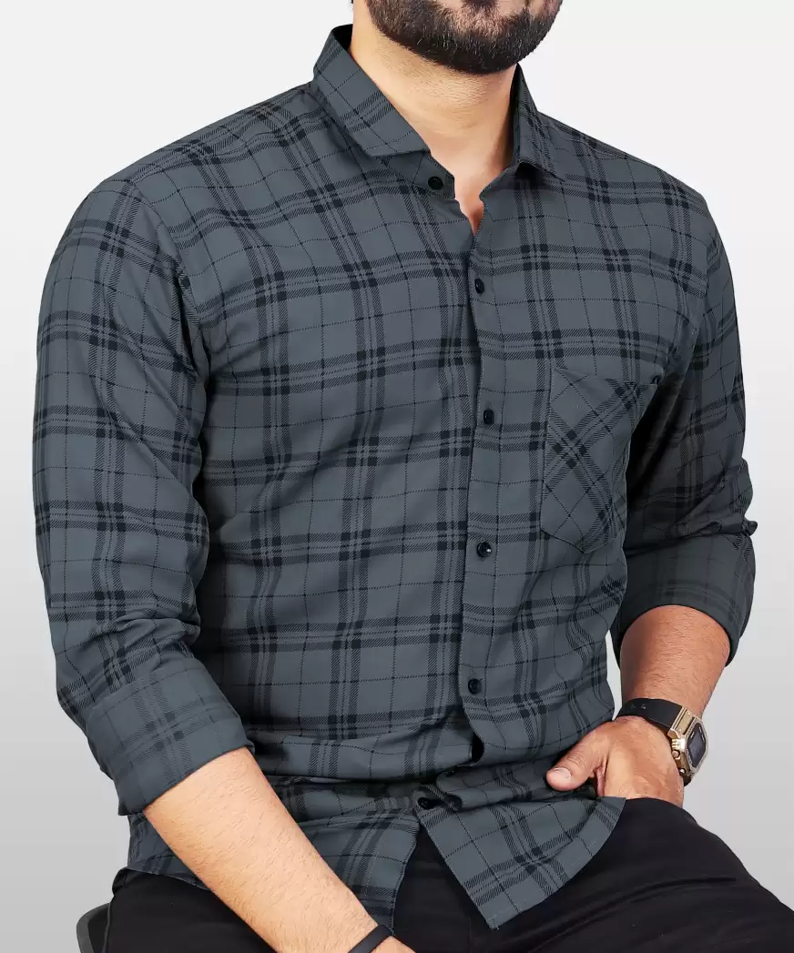 Chivaan's Gray Checkered Shirt