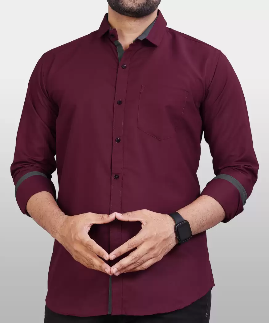 Chivaan's Mahroon Plain Shirt