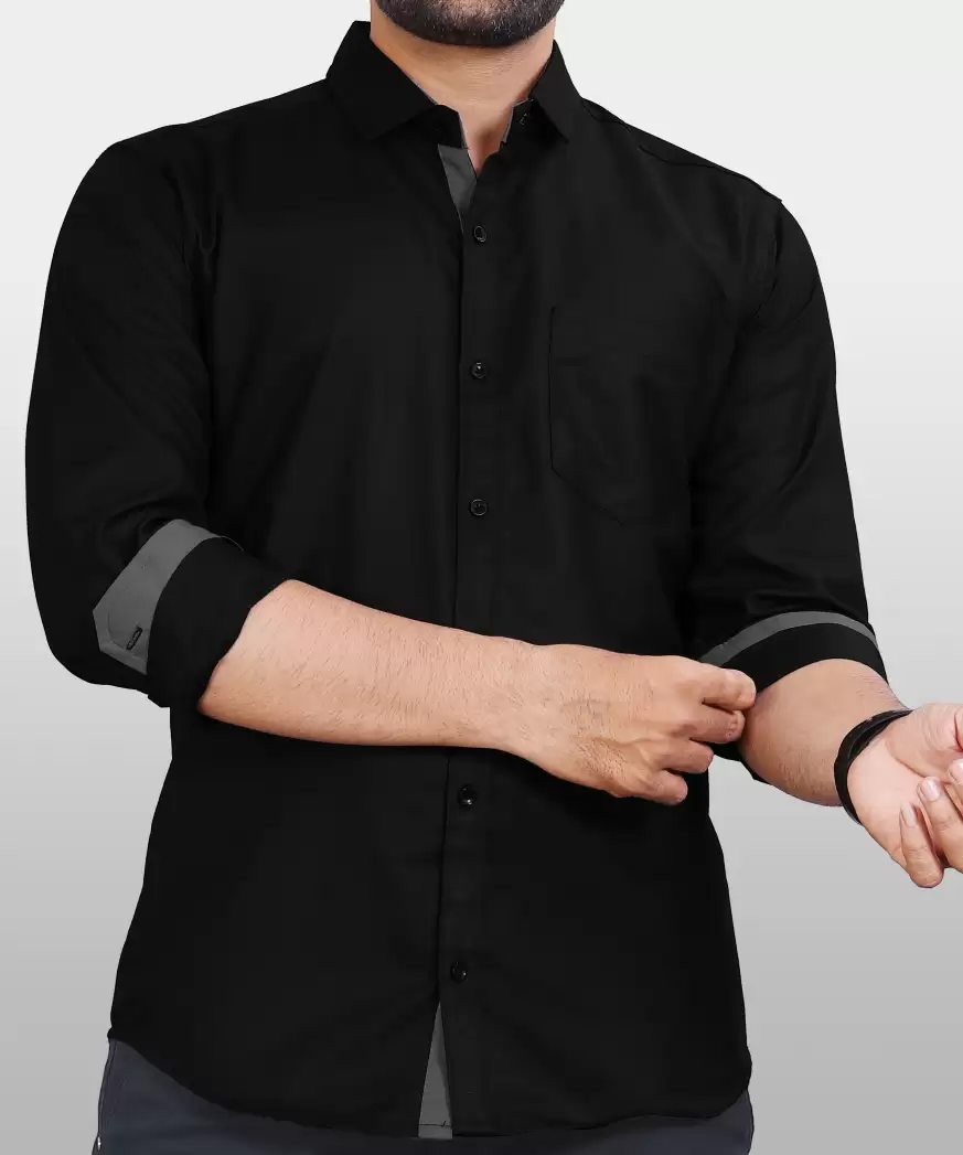 Chivaan's Black Plain Shirt