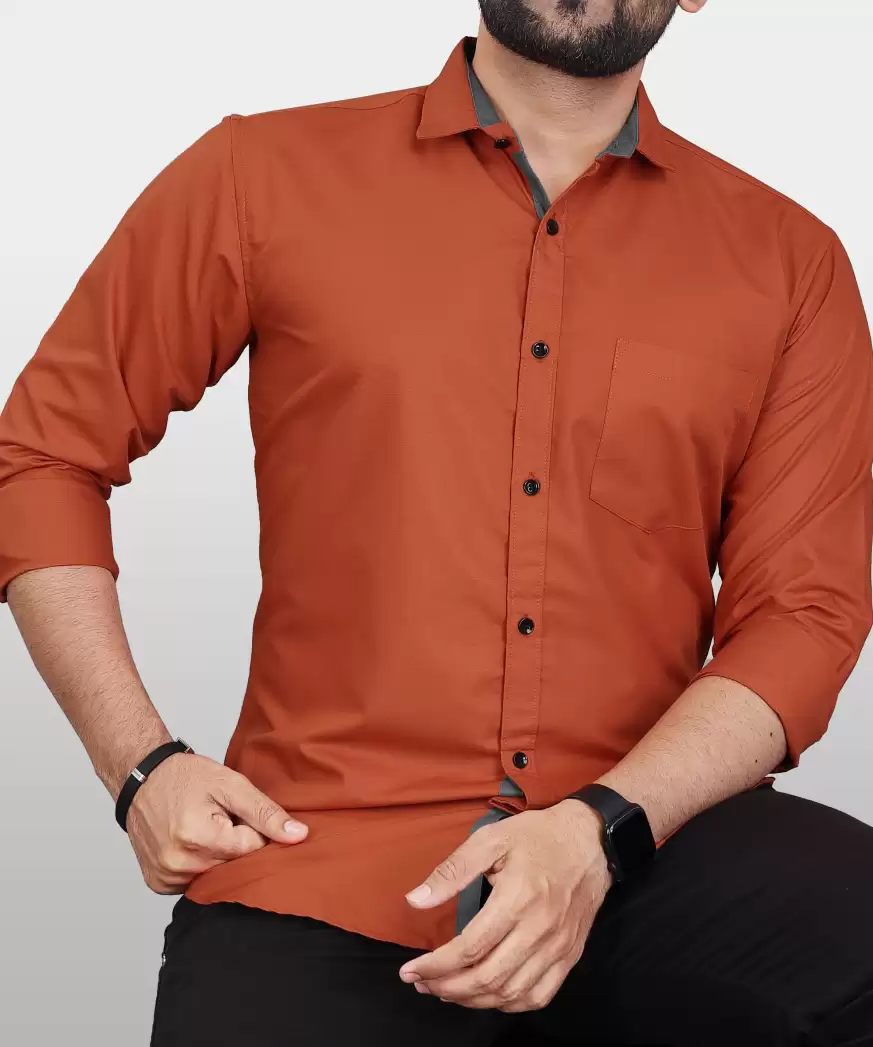 Chivaan's Orange Plain Shirt